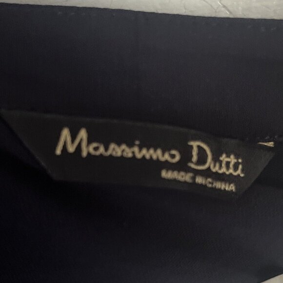 MASSIMO DUTTI M Blouse Top Navy Blue 3/4 Sleeves - Picture 6 of 6
